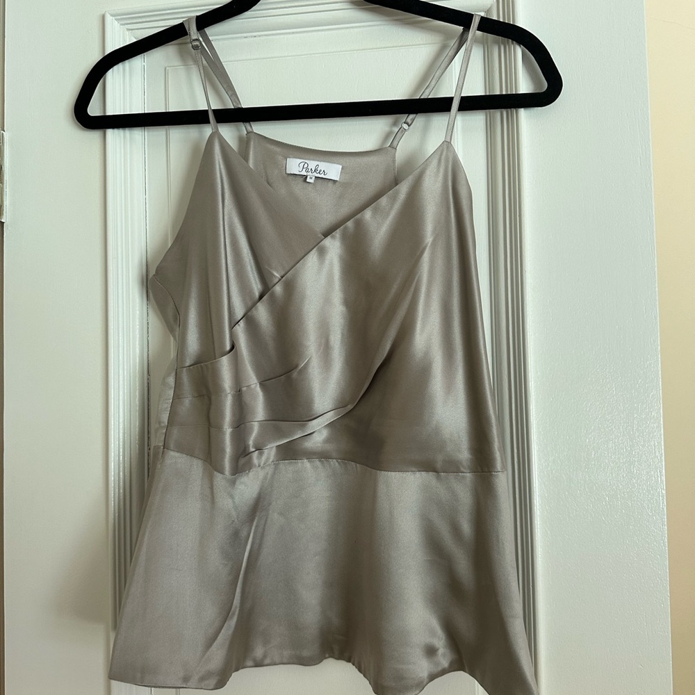Parker silk silver top
